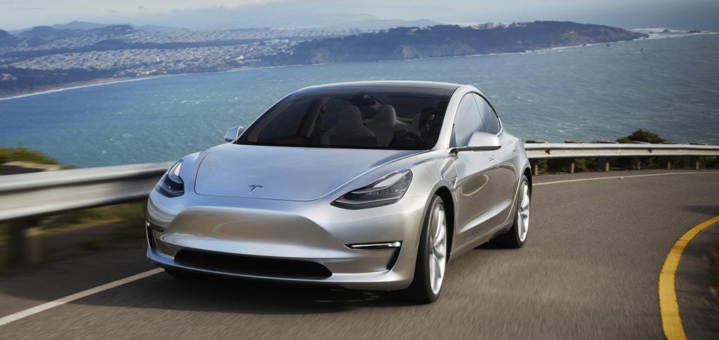 tesla model 3 silver prototype
